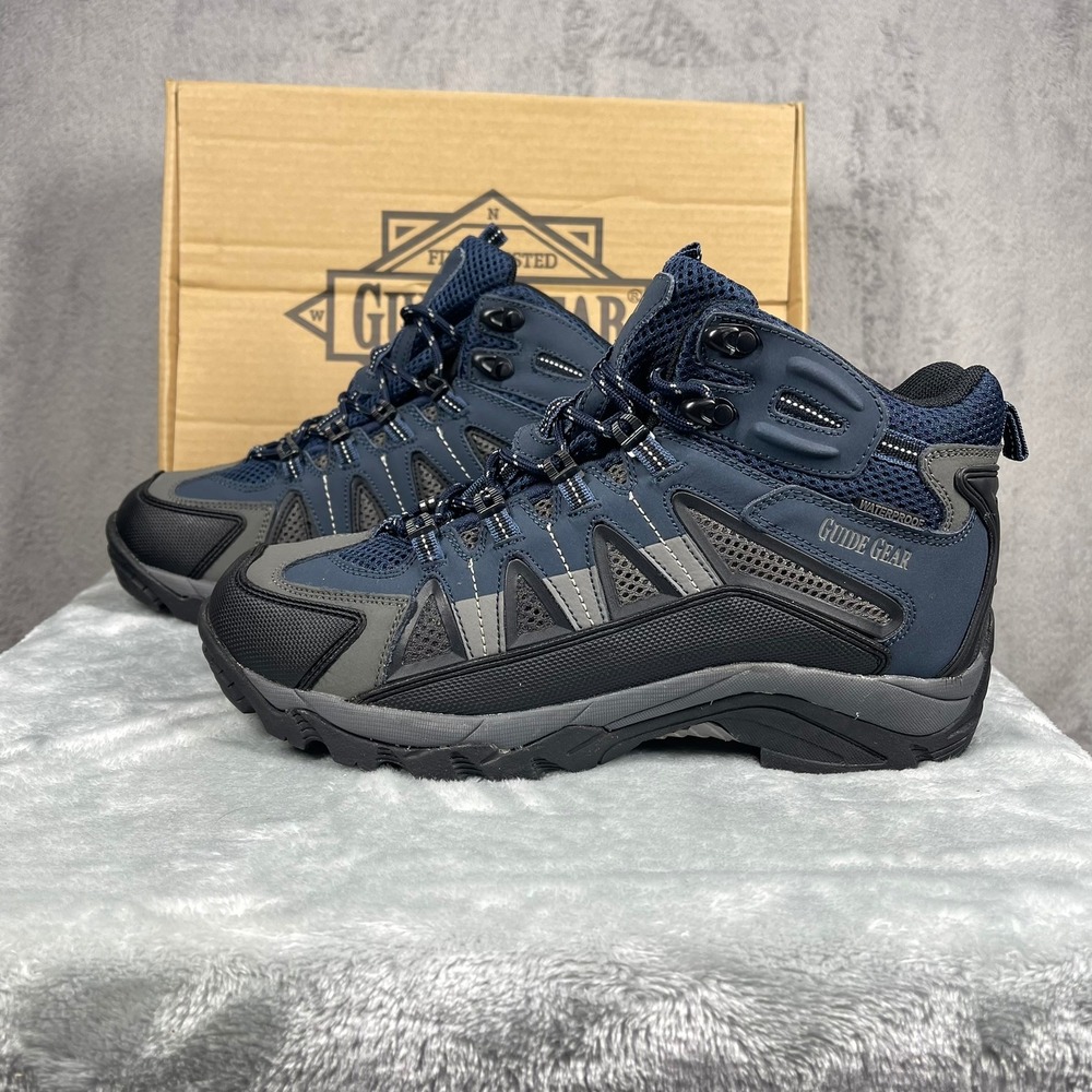 Guide Gear Drift Creek II Hiking Boots Mens 9.5 Blue Waterproof Leather 174446